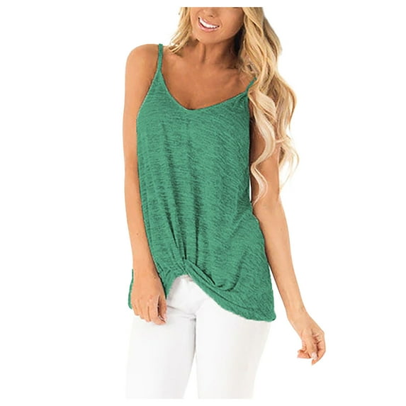 yillto Camisole Tops for Women Plus Size Spaghetti Strap Blouse Pleated Hem Summer Sleeveless Cami Tee