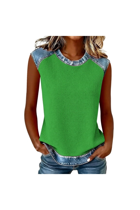 Cap Sleeve Shirts for Womens Summer Trendy Top Loose Textured Fashion Tunics Crewneck Blouse