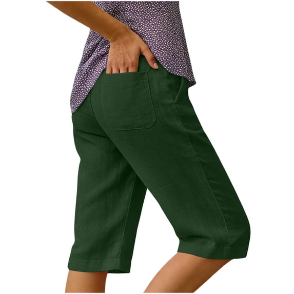 yillto Capris Pant for Womens Straight Leg Loose Dressy Pants Elastic Waist Casual Capri Trousers with Pocket