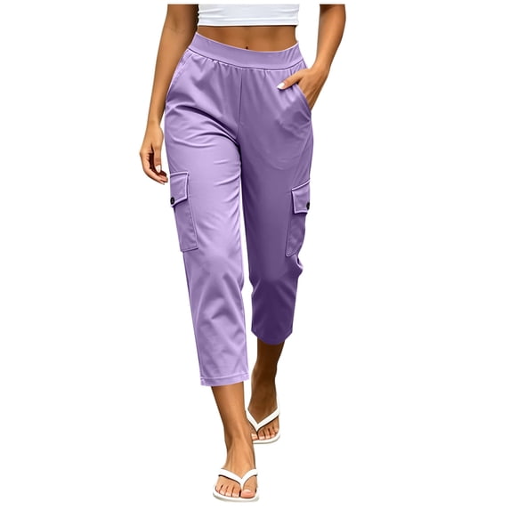 yillto Capris for Womens Straight Leg Pants with Pockets Fashion Cargo Outfit High Waist Dressy Pant