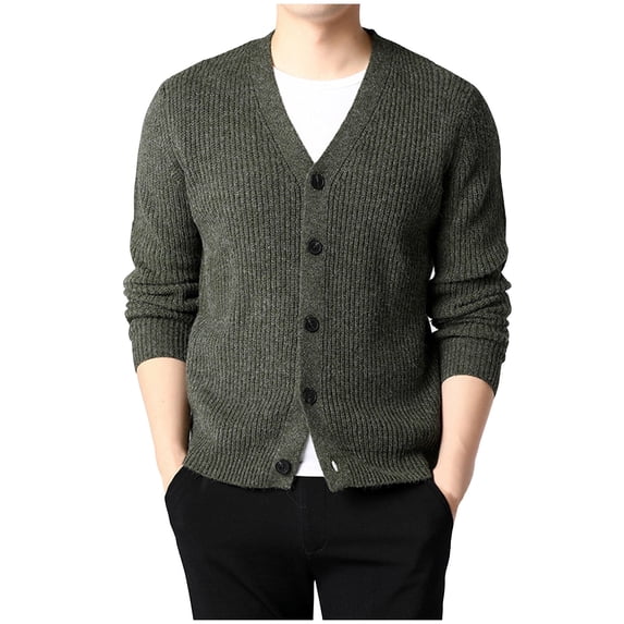 yillto Cardigan Sweater for Men Big and Tall Long Sleeve V Neck Button Sweater Fall Winter Casual Loose Tops