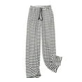 thumbnail image 1 of yillto Casual Pants for Women Striped Print Drawstring Wide Leg Pants Summer Loose Stretch Waist Pants, 1 of 3