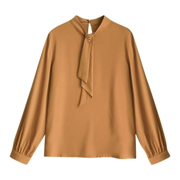 yillto Chiffon Blouse for Womens Plus Size Mock Neck Pullover Dressy Top Work Office Casual Business Shirts