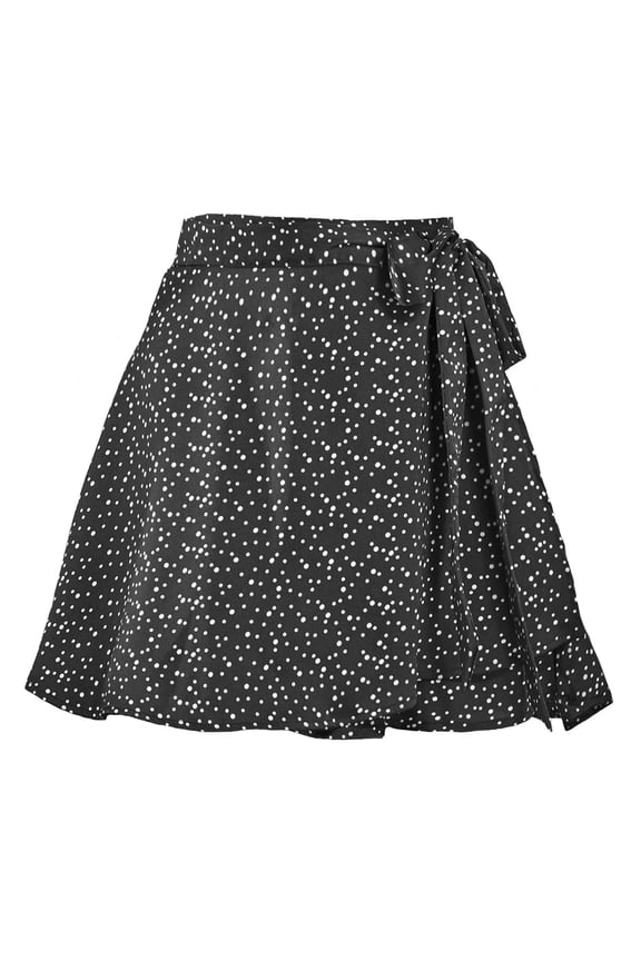 Chiffon Skirts for Womens Short Summer Polka Dot Printed Causal Beach Mini Skirt with Belt