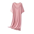 thumbnail image 1 of yillto Cotton Nightgowns for Womens Short Sleeve Crew Neck Loose Soft Comfy Loungewear Nightdress, 1 of 4