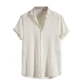 thumbnail image 1 of Maean Cotton Shirts for Mens Short Sleeve Button down Collared Summer Beach Vacation Wedding Top, 1 of 6