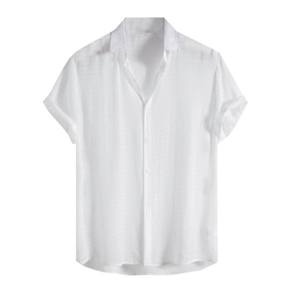 Maean Cotton Shirts for Mens Short Sleeve Button down Collared Summer Beach Vacation Wedding Top