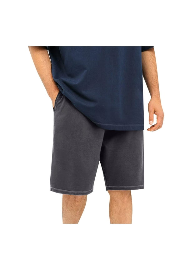 Cotton Shorts for Mens Big and Tall Lounge Shorts Loose Comfy Elastic Waist Pants with Pockets