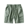 thumbnail image 1 of yillto Cotton Shorts for Toddler Kids Cargo Causal Loose Shorts Boys Elastic Waist Shorts with Pockets, 1 of 3