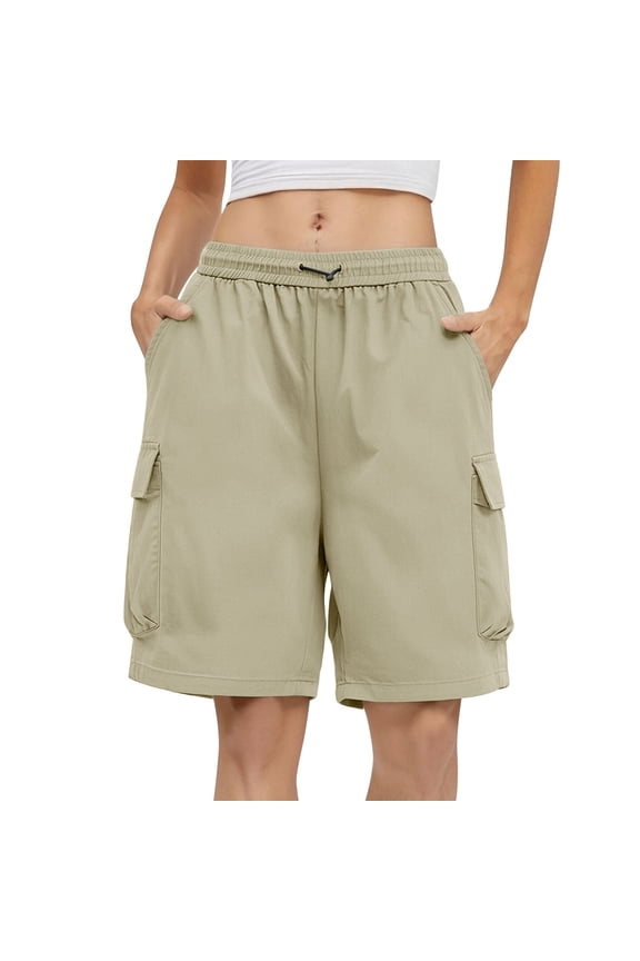 Cargo Shorts for Womens Plus Size Wide Leg High Waist Baggy Dressy Short Trousers with Pockets