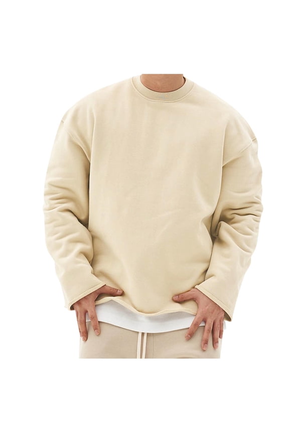 Cotton Sweatshirt for Men Crew Neck Long Sleeve Big and Tall Pullover Top Casual Trendy Sweatshirt