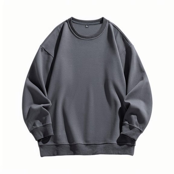 yillto Crewneck Sweatshirts for Men Base Casual Shirts Solid Color Loose Long Sleeve Lightweight Sweatshirt