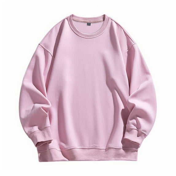 yillto Crewneck Sweatshirts for Men Base Casual Shirts Solid Color Loose Long Sleeve Lightweight Sweatshirt