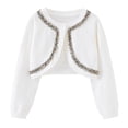 thumbnail image 1 of yillto Crop Cardigan for Little Girls Long Sleeve Round Neck Knitted Girl Cardigan Sweaters Tops, 1 of 6