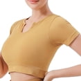 thumbnail image 1 of yillto Crop Workout Tops for Women Summer Short Sleeve Gym Athletic Shirts Cute Tight Basic Top Tee, 1 of 3