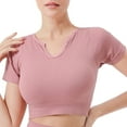 thumbnail image 1 of yillto Crop Workout Tops for Women Summer Short Sleeve Gym Athletic Shirts Cute Tight Basic Top Tee, 1 of 3