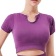 thumbnail image 1 of yillto Crop Workout Tops for Women Summer Short Sleeve Gym Athletic Shirts Cute Tight Basic Top Tee, 1 of 3