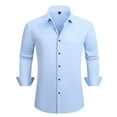 thumbnail image 1 of yillto Dress Shirts for Men Fashion Business Long Sleeve Button down Shirt Slim Fitting Solid Color Tops, 1 of 2