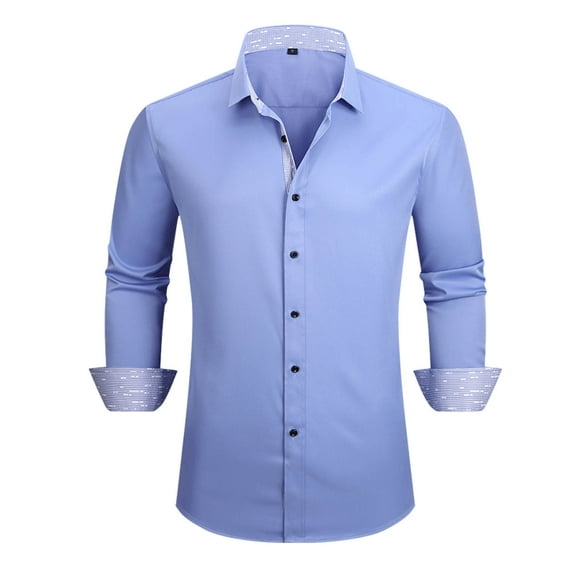 yillto Dress Shirts for Men Fashion Business Long Sleeve Button down Shirt Slim Fitting Solid Color Tops