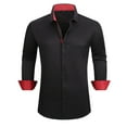 thumbnail image 1 of yillto Dress Shirts for Men Fashion Business Long Sleeve Button down Shirt Slim Fitting Solid Color Tops, 1 of 2
