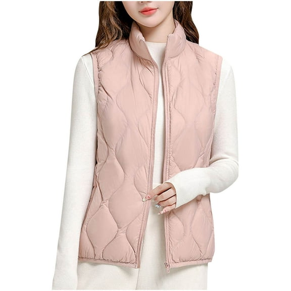 yillto Fall Winter Vest Coat Plus Size Sleeveless Stand Collar Jacket Fashion Warm Full Zipper Vest Jacket
