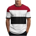 thumbnail image 1 of yillto Fashion Casual Shirts for Men Striped Short Sleeve Tshirt Round Neck Color Block Summer Shirt, 1 of 5