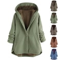thumbnail image 1 of yillto Fleece Coat for Women Plus Size Sherpa Lined Oversized Jacket Hoodie Thick Warm Fall Winter Clothes, 1 of 6