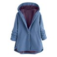 thumbnail image 1 of yillto Fleece Coat for Women Plus Size Sherpa Lined Oversized Jacket Hoodie Thick Warm Fall Winter Clothes, 1 of 6