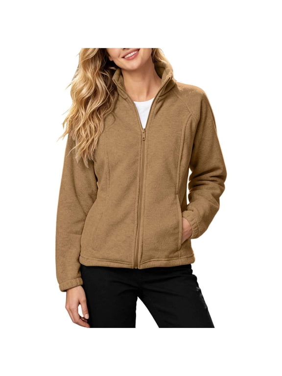Fleece Jacket Women Zip up Lightweight Soft Warm Winter Jackets for Women with Pockets Hiking Coat
