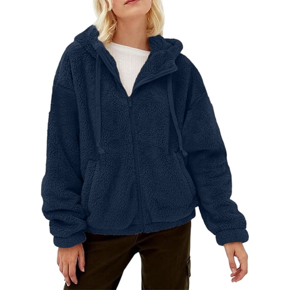 yillto Fleece Jacket Womens Zip up Fuzzy Sherpa Lined Thick Hooded Fall Winter Warm Outwear Coats