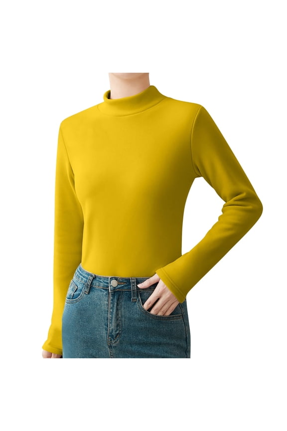 Fleece Lined Turtleneck Women Base Layer Pullover Long Sleeve Thick Thermal Warm Winter Tops
