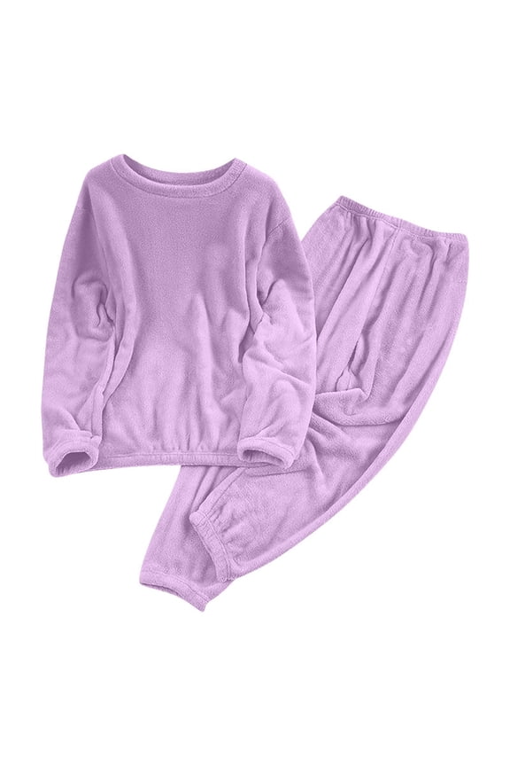 Fleece Pjs Sets for Women Fuzzy Winter Warm Soft Comfy Pullover Top and Plush Lounge Sleepwear Bottoms