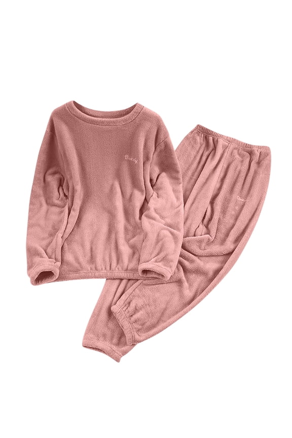 Fleece Pjs Sets for Women Fuzzy Winter Warm Soft Comfy Pullover Top and Plush Lounge Sleepwear Bottoms