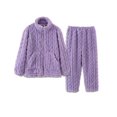 thumbnail image 1 of yillto Fuzzy Pajamas Set for Women Winter Warm Loungewear Soft Fleece Pjs Pants 2 Piece Plush Sleepwear Lounge Coat, 1 of 4