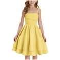 thumbnail image 1 of yillto Girl's Dress Smocked Ruched A Line Dress Layered Tie Shoulder Sleeveless Flowy Cami Dresses, 1 of 6