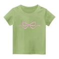 thumbnail image 1 of yillto Girl's Summer Tops Short Sleeve Bow Graphic Cute Tee Shirts Crew Neck Casual Tshirts for Kids, 1 of 3