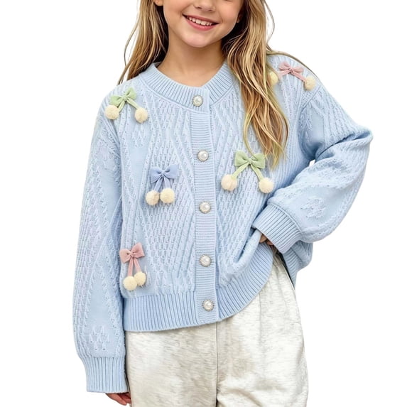 yillto Girls Cardigan Button down Long Sleeve Cute Knit Sweater Cardigans Fall Outwear Coats 1-9 Years