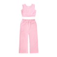 thumbnail image 1 of yillto Girls Clothing Set Sleeveless Tank Crop Top and Wide Leg Pants with Pocket 2 Piece Outfits, 1 of 3