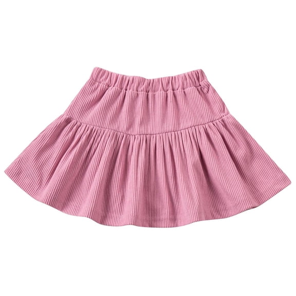 yillto Girls Corduroy Short Skirt High Waist a Lined Pleated Skirts Casual Uniforms School Flared Skirt