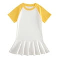thumbnail image 1 of yillto Girls Cotton Dress Summer Skater Shirt Dresses Casual Short Sleeve Solid Color Dress for Kids, 1 of 2
