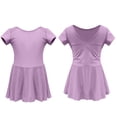 thumbnail image 1 of yillto Girls Cotton Leotards with Skirt Toddler Hollow Back Short Sleeve Dance Dress Clothes for Little Girl, 1 of 3