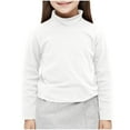 thumbnail image 1 of yillto Girls Cotton Shirts Basic Crew Neck Long Sleeve Plain Tee Toddler Kids Pullover Slim Undershirts, 1 of 6