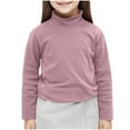 thumbnail image 1 of yillto Girls Cotton Shirts Basic Crew Neck Long Sleeve Plain Tee Toddler Kids Pullover Slim Undershirts, 1 of 6