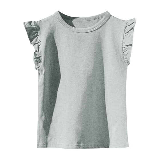 yillto Girls Cotton Shirts Ruffle Sleeve Tops Round Neck Soft Summer Tees Little Girl Cute Tshirts