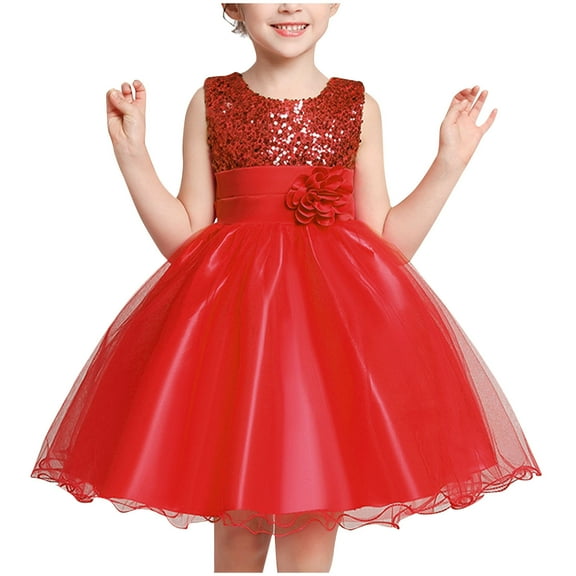 Maean Girls Dresses Sequin Little Girl Party Dress Bridesmaid Ball Gown Wedding Dresses 3-10 Years