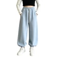 thumbnail image 1 of yillto Girls Jogger Sweatpants Wide Leg Baggy Elastic Waist Drawstring Casual Pants with Pockets, 1 of 7
