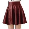 thumbnail image 1 of yillto Girls Leather Skirts High Waist Pleated A Line Mini Skater Skirt for Party Clubwear 3-12 Years, 1 of 4