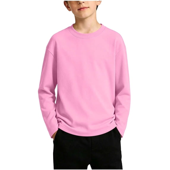 yillto Girls Long Sleeve T Shirts Kids Fall Tops Crewneck Basic Tees Cotton Solid Color Tshirts Top