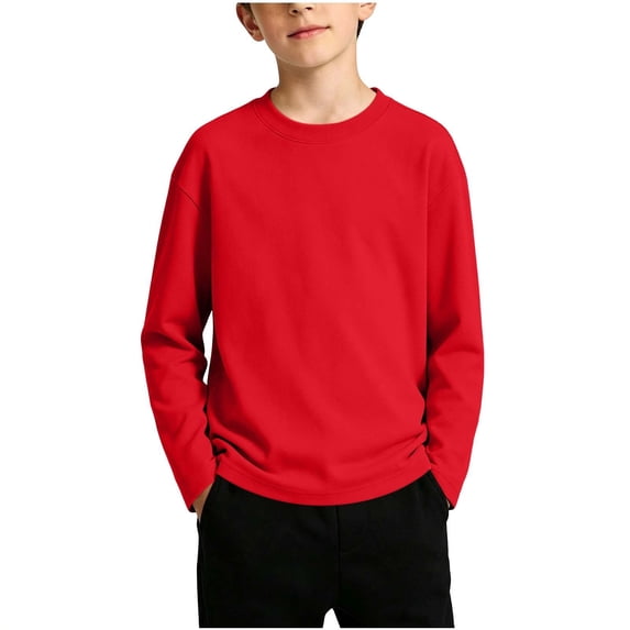 yillto Girls Long Sleeve T Shirts Kids Fall Tops Crewneck Basic Tees Cotton Solid Color Tshirts Top
