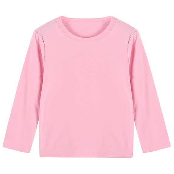 yillto Girls Long Sleeve T Shirts Kids Fall Tops Crewneck Basic Tees Cotton Solid Color Tshirts Top